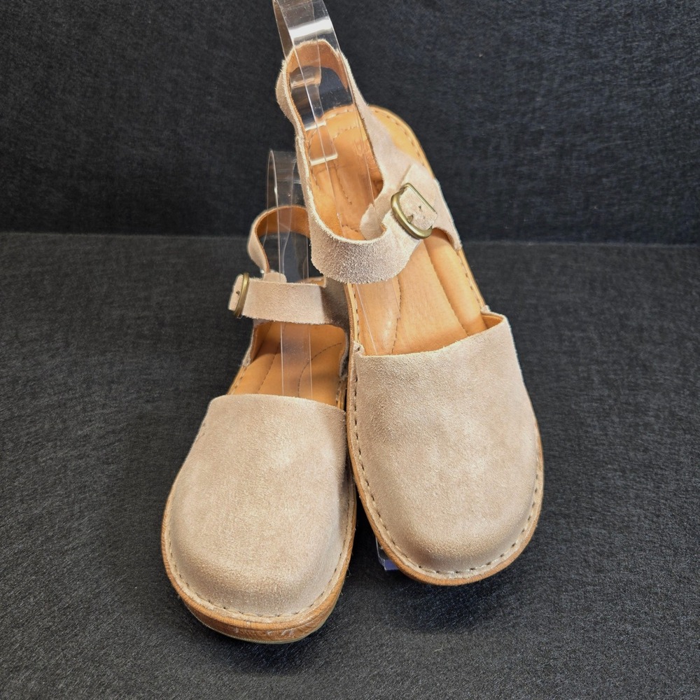 Born Alianna Mary Jane Clog Sandals Women 9W Tan Suede Leather Comfort Slingback